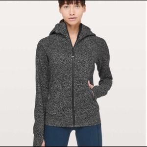 Lululemon Scuba Hoodie Light Cotton Fleece Night View White Black Sz 12